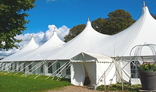 high-quality portable restrooms stationed at a wedding, meeting the needs of guests throughout the outdoor reception in Bridgeport